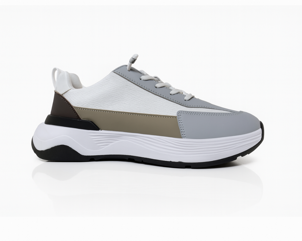 Walk TrendX Fan Bood Grey & White Chunky Sneakers - Image 4