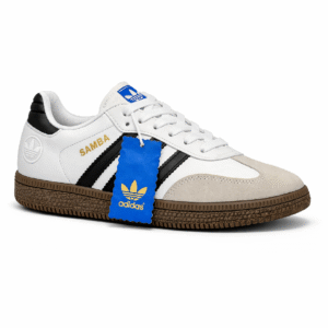 Samba-Style 3-Stripe Sneakers - White & Black