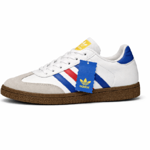 Samba-Style 3-Stripe Sneakers - White / Blue Red Blue