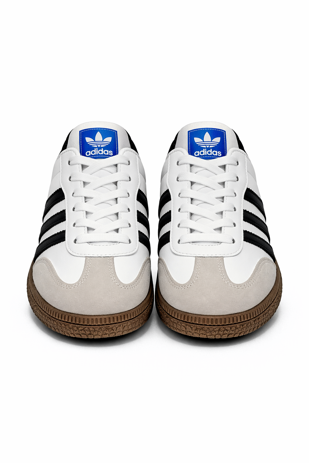 Samba-Style 3-Stripe Sneakers - White & Black - Image 2