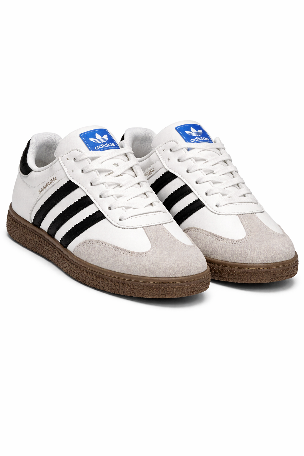 Samba-Style 3-Stripe Sneakers - White & Black - Image 3
